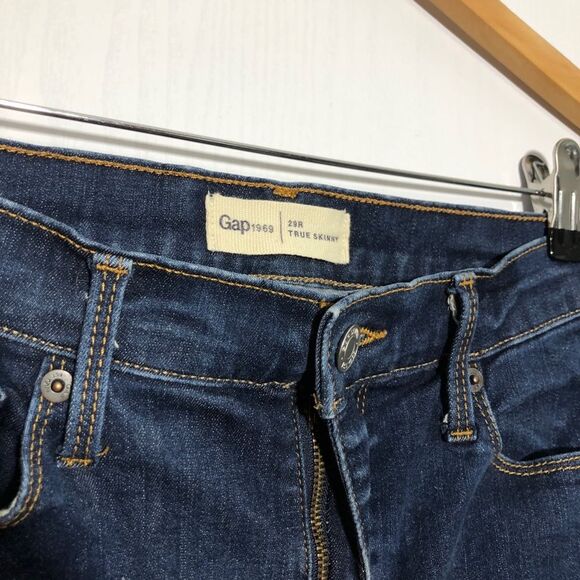 Gap Jeans Womens 29 R Blue 1969 True Skinny Dark Wash Mid Rise - Picture 7 of 9
